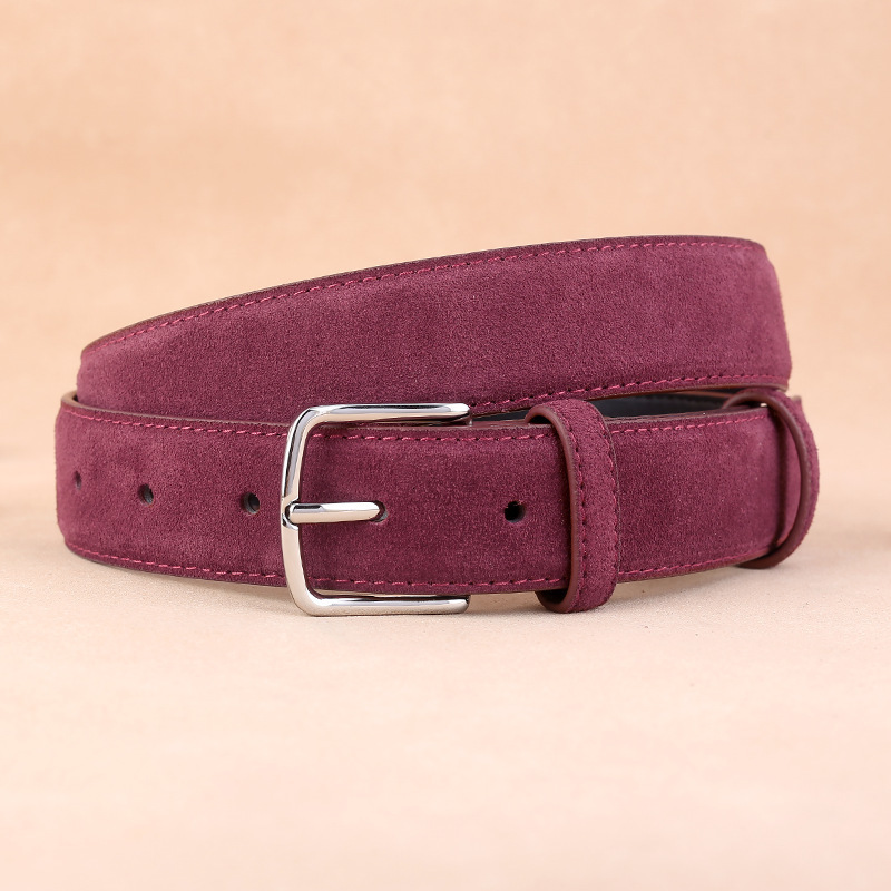 Sude Belt Cowskin Genuine Leather For Man And Lady With Oxford Fabric Strap Genuine Leather Pin Buckle Blue Gray Belts 250903