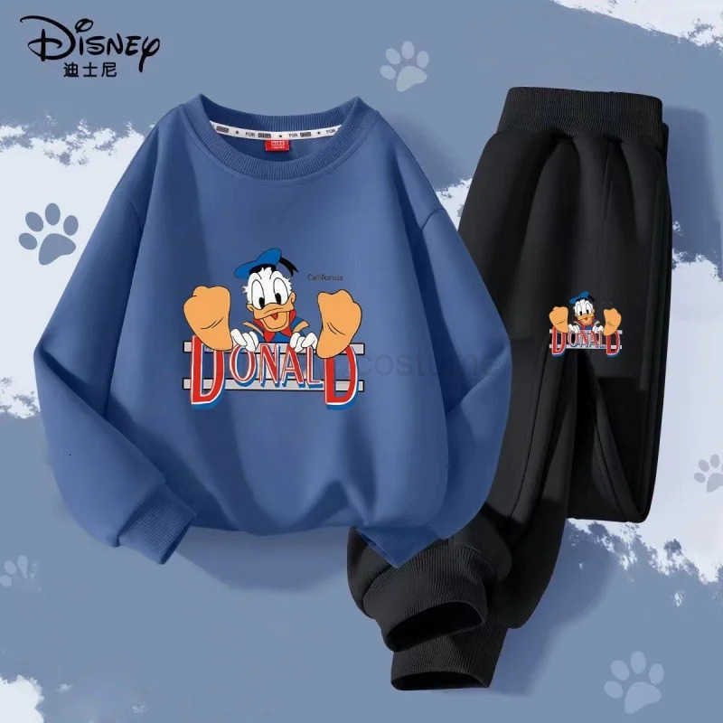Disney Autumn Baby Girl Boy Clothes Set Children Donald Duck Printing Sweatshirt Top and Pants Bottom 2Pcs Suit Cotton Tracksuit H250908