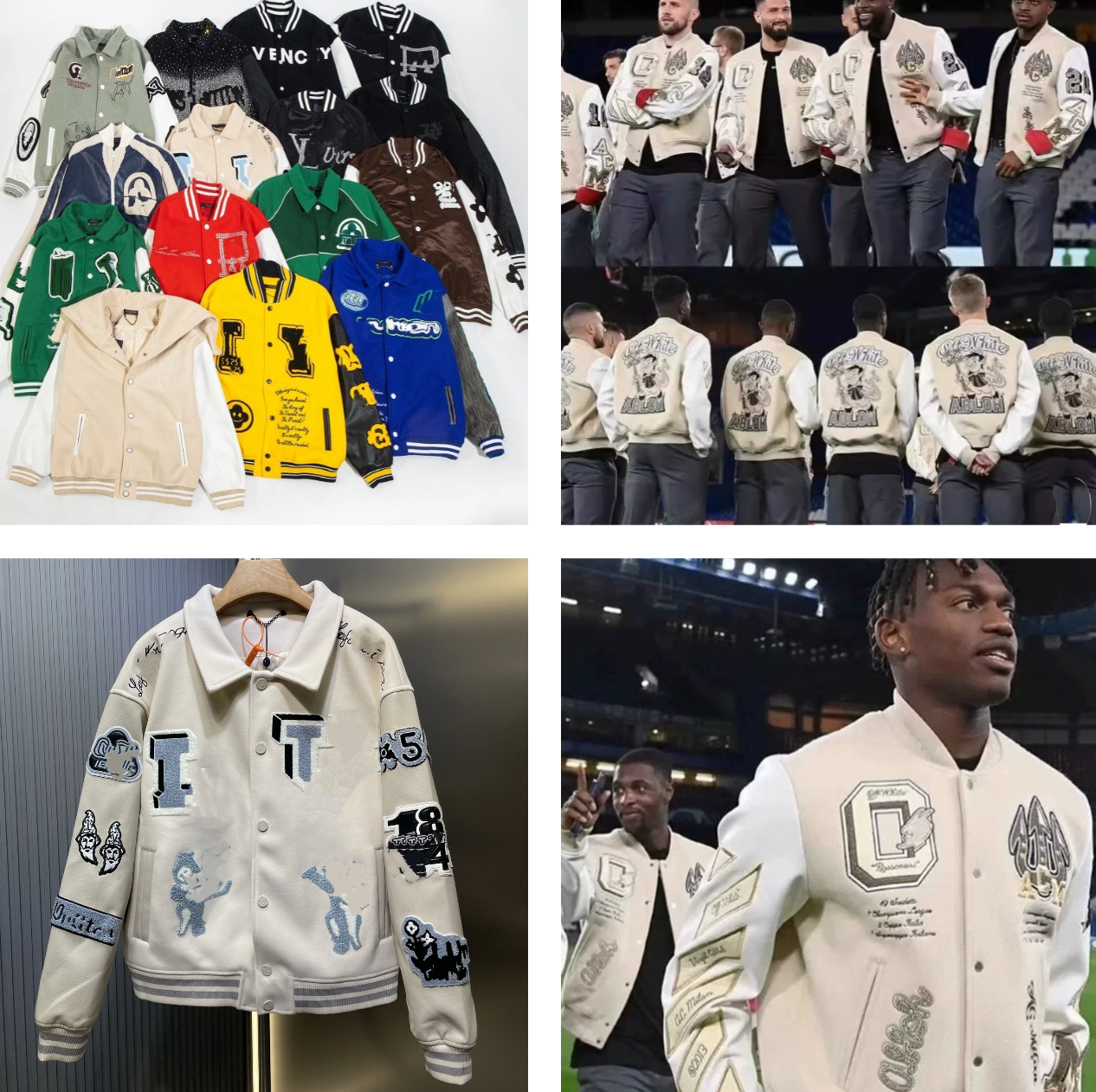 Men's Jackets Trendy Soccer Fashion Embroidered Bomber Jacket Hip Hop Letter Splicing Leather Baseball Clothing Y2K Hip Hop Loose