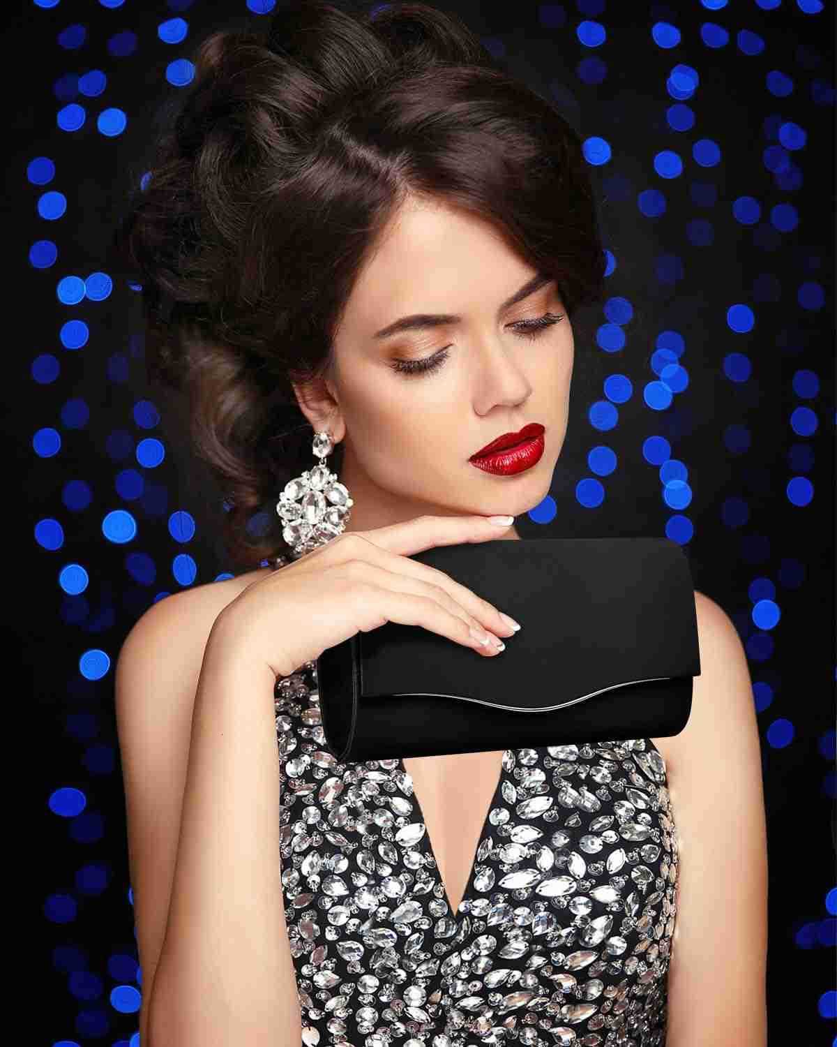 Clutch Purses for Women Formal Evening Bags Suede Shoulder Envelope Party Handbags Wedding Cocktail Prom ClutchesW250908