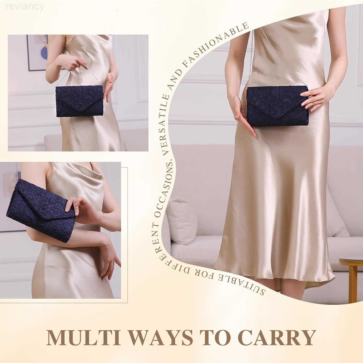 Evening Bag Lace Clutch Purse for Women Formal Elegant Envelope Wedding Party Cocktail Crossbody Shoulder BagW250908
