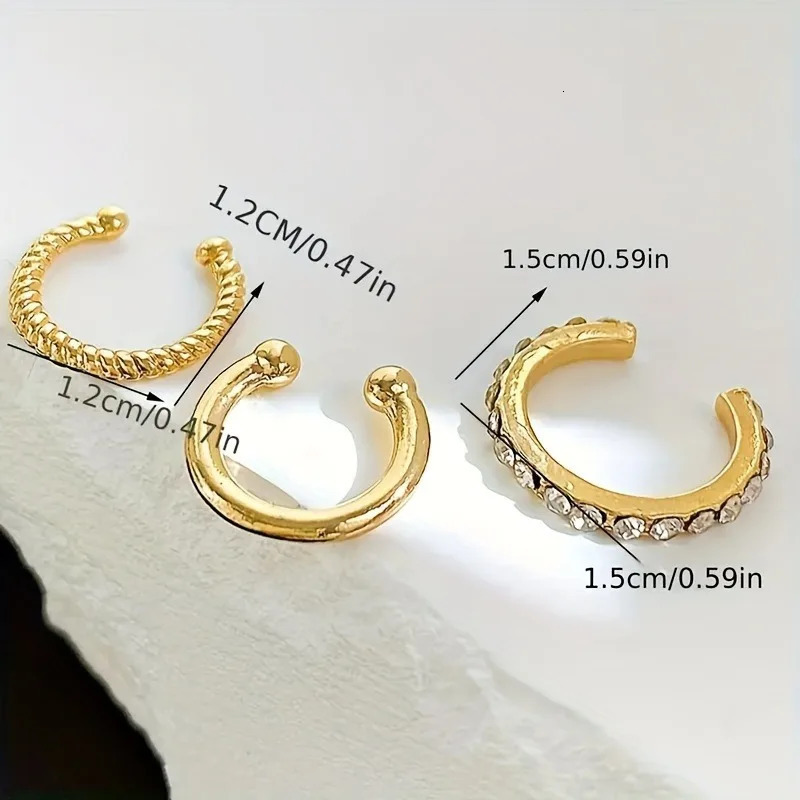 Korean n Stainless Steel Clip Earrings No Piercing Gold Color Ear Bone Clips Simple Shiny Ear Cuffs for Women Jewelry 250908