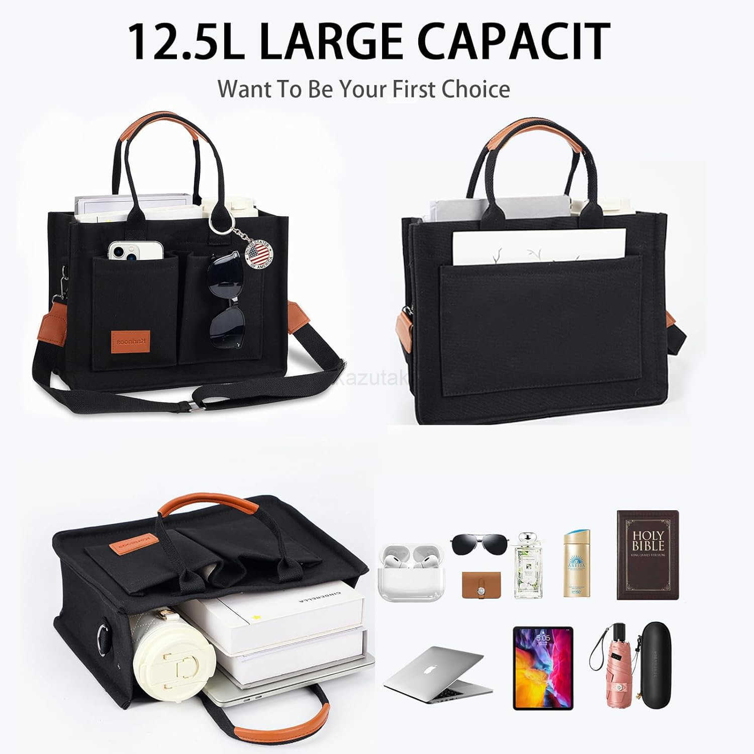 Tote Bag for Women with Zipper Large Work Crossbody Handbag Bible Laptop Bag Bookbag for Teacher Travel College Z250908