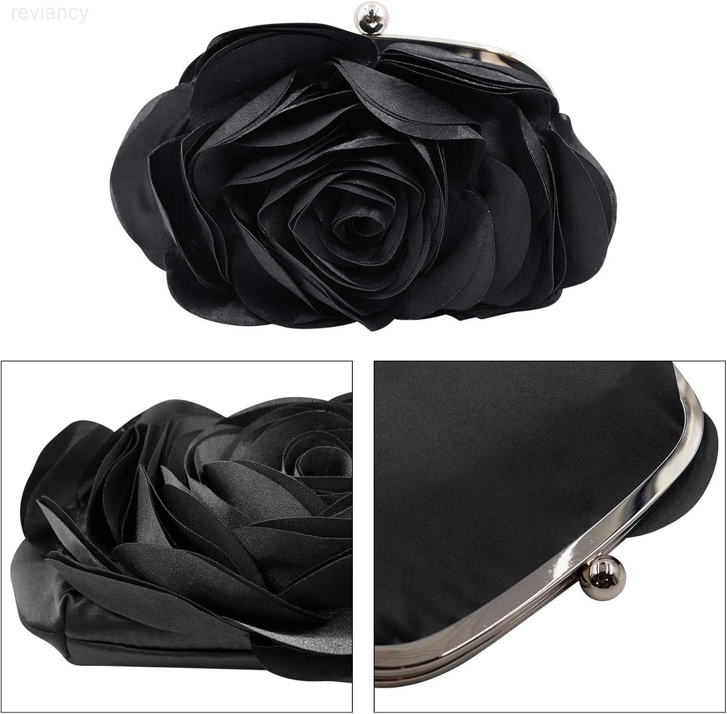 Clutch Purse for Women Elegant Rose Petal Evening Bag with Detachable Chain for Wedding Gala PromW250908
