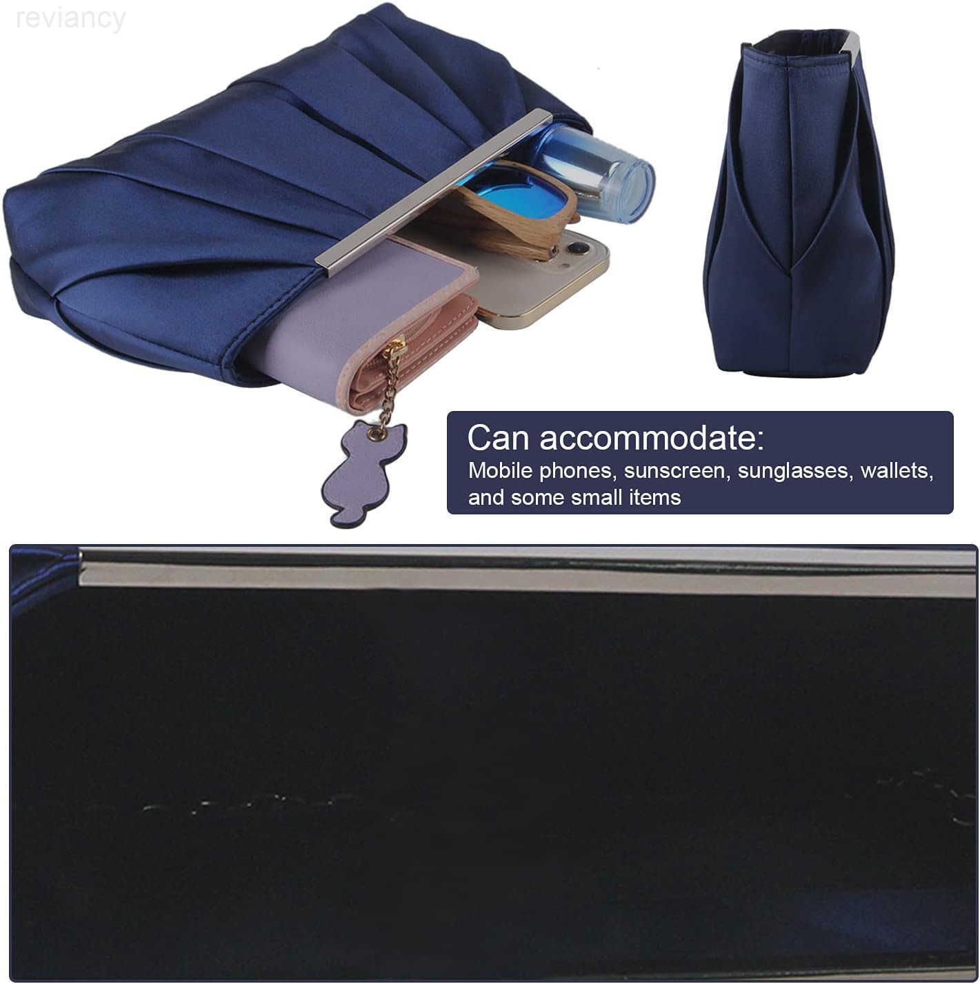 Womens Satin Evening Clutch Bag Elegant Pleated Formal Handbag Simple Classic Purse for WomenW250908