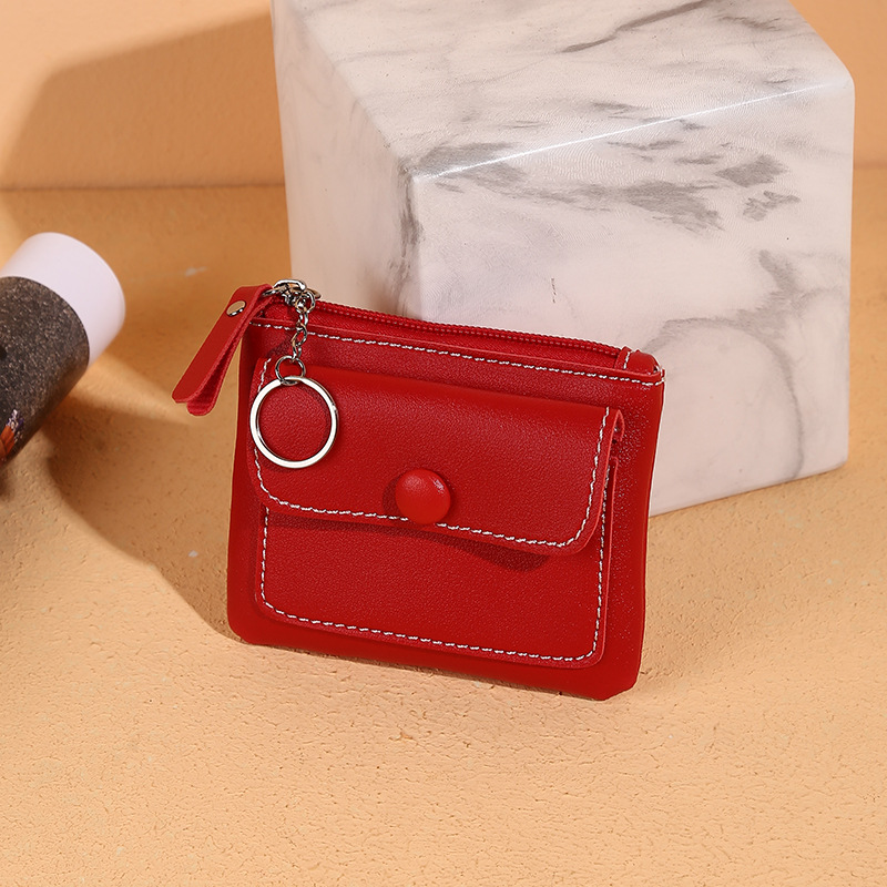 Free Shipping 2025 New Women's Short Zip Around Wallet Solid Color Compact Card Holder with Coin Pocket Key Organizer
