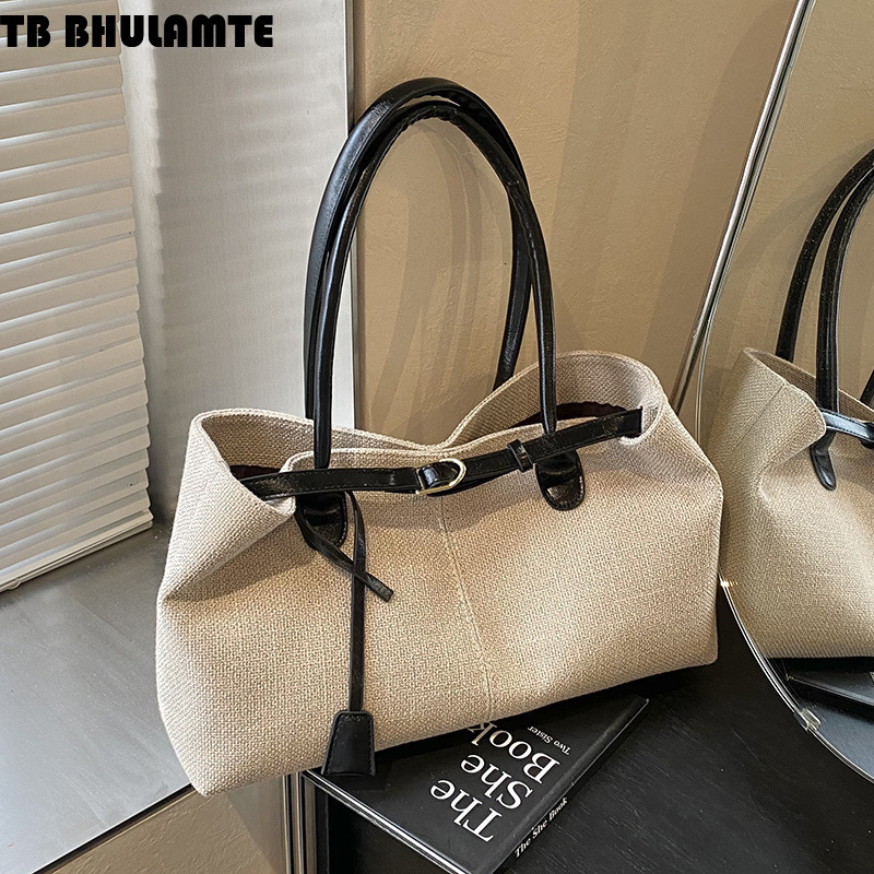 TB BHULAMTE Designer Bag Casual Large Capacity Canvas Bag For Women 2025 New Luxury Bag Commuter Versatile Shoulder Underarm Bag Color Block Handheld 