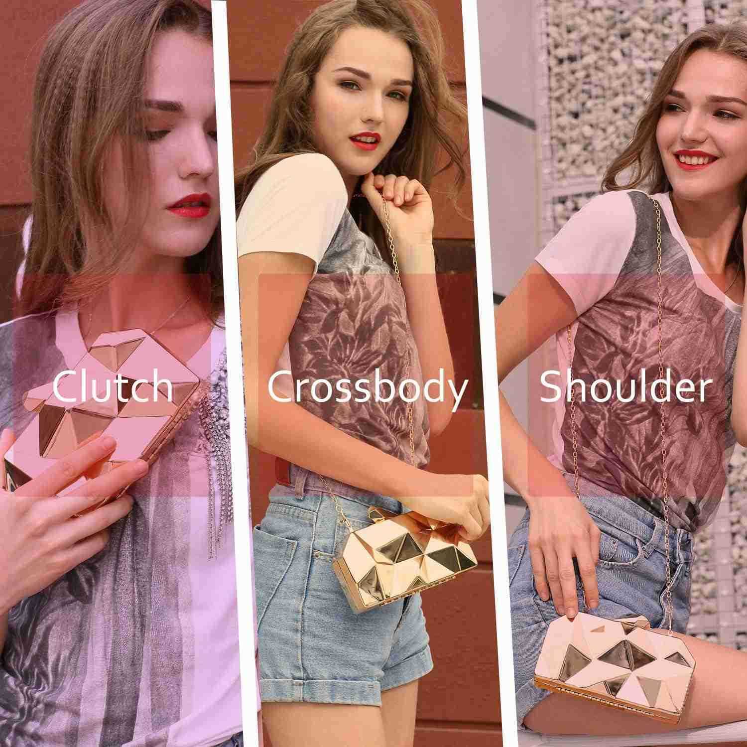 Womens Clutch Purses Metallic Bridal Party Geometric Evening Clutches Bags Cocktail Formal HandbagsW250908