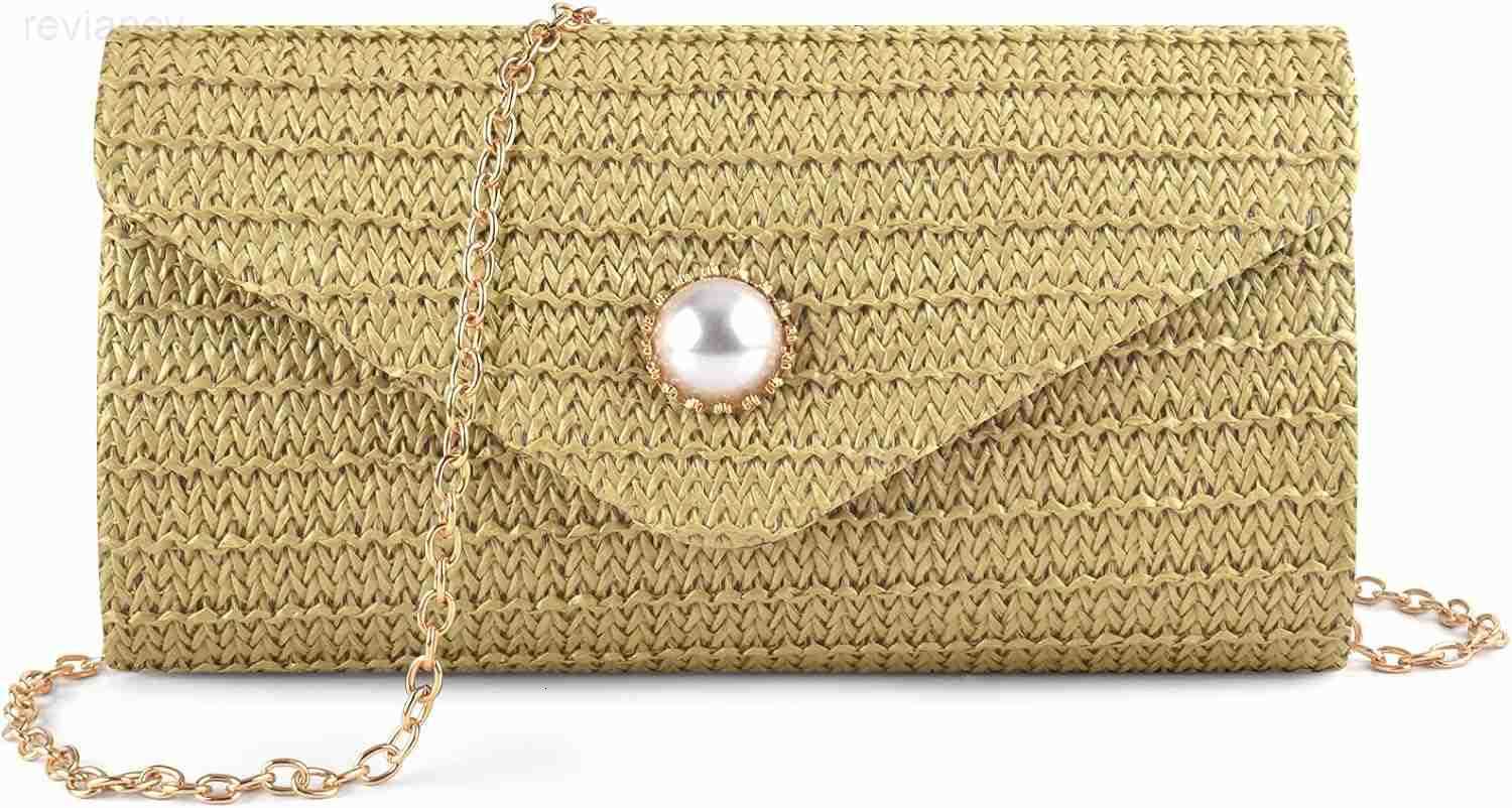 Straw Clutch Purse for Women Pearl Decoration Boho Crossbody Bags Handbags for Beach Travel Vacation Party PromW250908