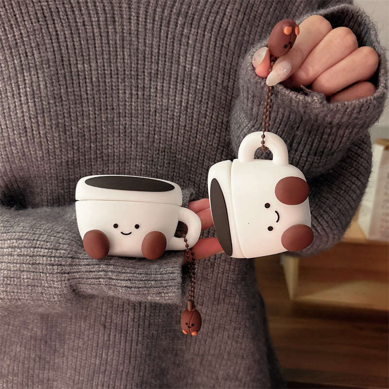 DHgargets Jellycat 3D Smiley Face Coffee Cup Compatible with 4/3 Earphone Protective Case Cover 2 Pro Third Generation Creative