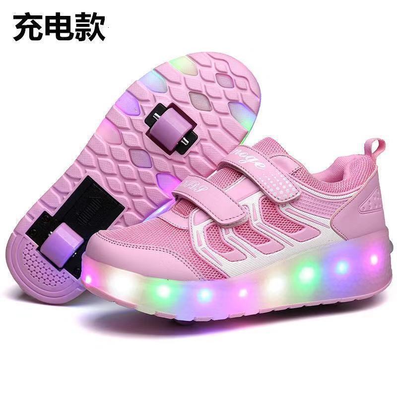 Boys Girls Roller Shoes LED Light Up USB Charging Children Roller Skate Casual Skateboarding Shoes Sports Shoes Kids Sneakers250825