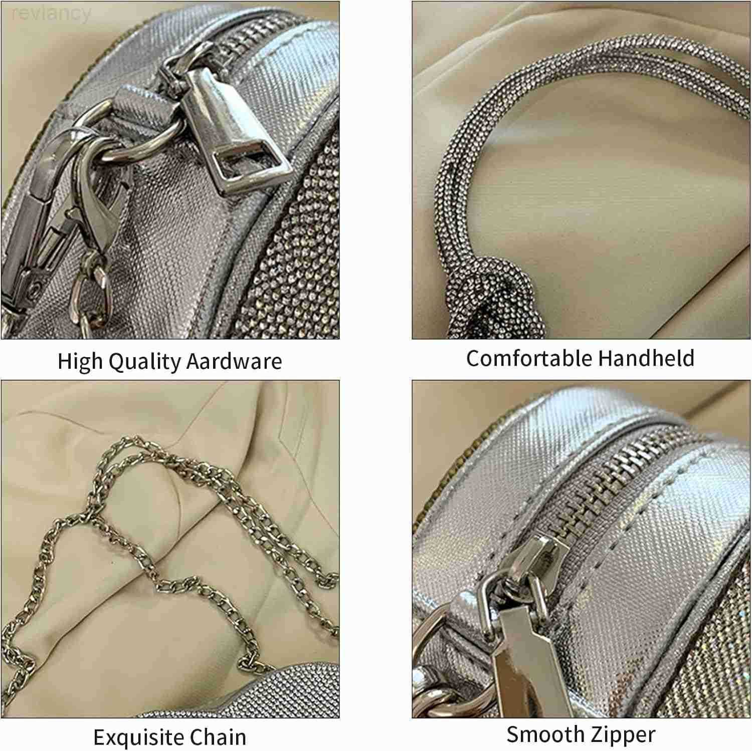 Evening Bag for Women Silver Purse Heart Shaped Purse Crossbody Bags Shoulder Handbag for FormalW250907
