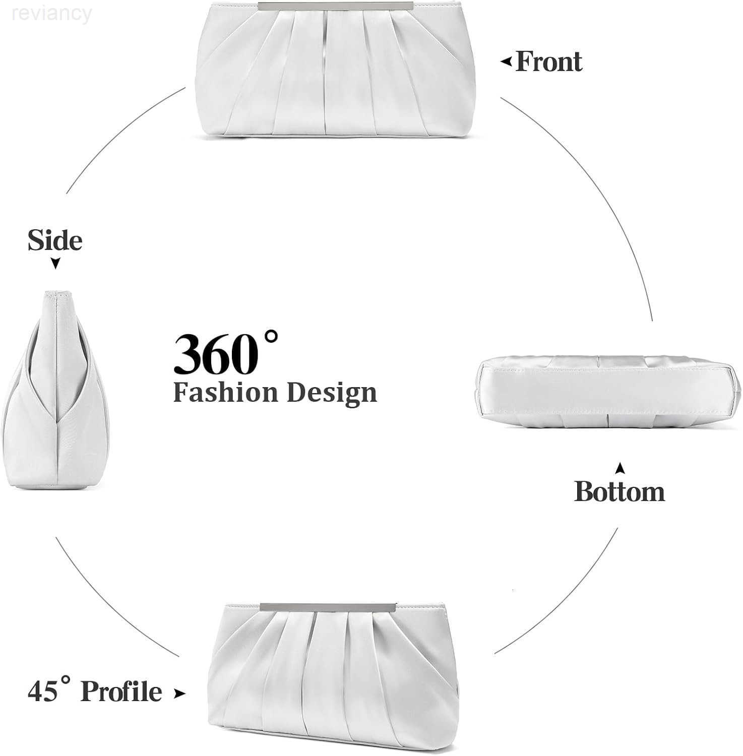 Clutch Purses for Women Evening Bag Elegant Pleated Satin Formal Handbag Simple Classy PurseW250908