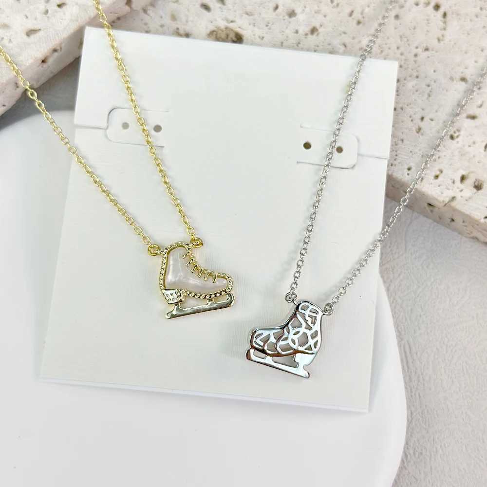 VKVVA Fashion Jewelry Sport Series Ice Skate Goldplate Short Pendant Necklace for Women Unique Birthday Gift W25908