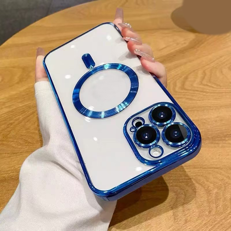 Magnetic Wireless Charging Plating Cases For Iphone 17 Air 16E 16 Plus 15 14 Pro Max 13 12 11 Luxury Chromed Camera Lens Protectors Soft TPU Clear Mag