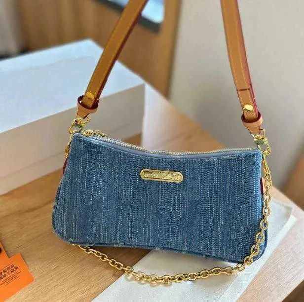 Womens pink denim purse designer clutch bag pochette leather shouldersmall bag chain zipper ladies crossbody baguette handbags purses