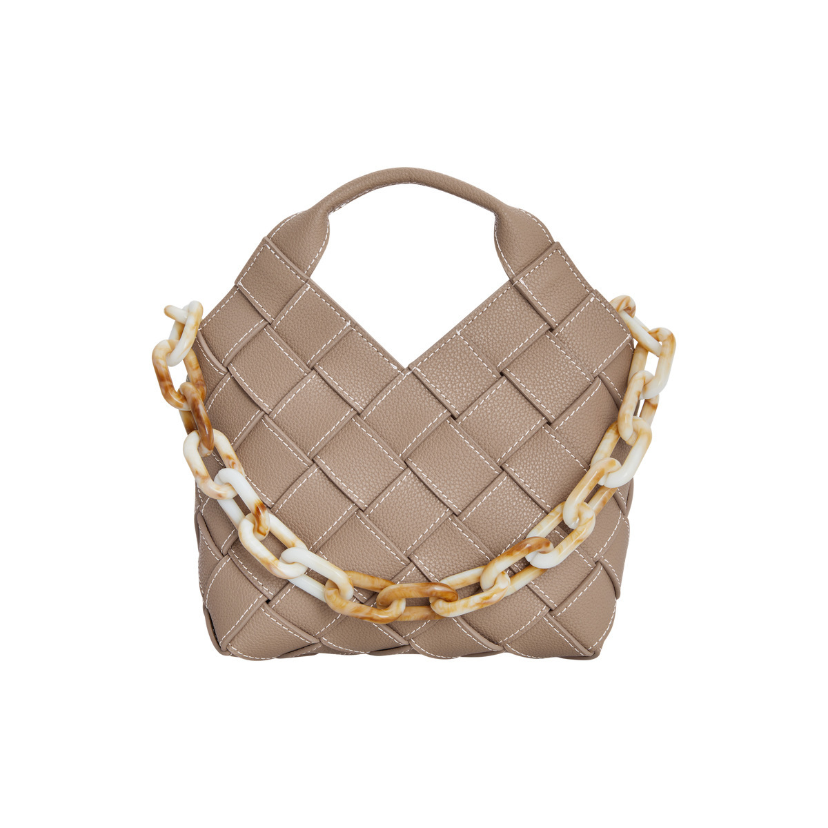 VERAFIED woven bag genuine leather single-shoulder crossbody bag Maillard cowhide handbag