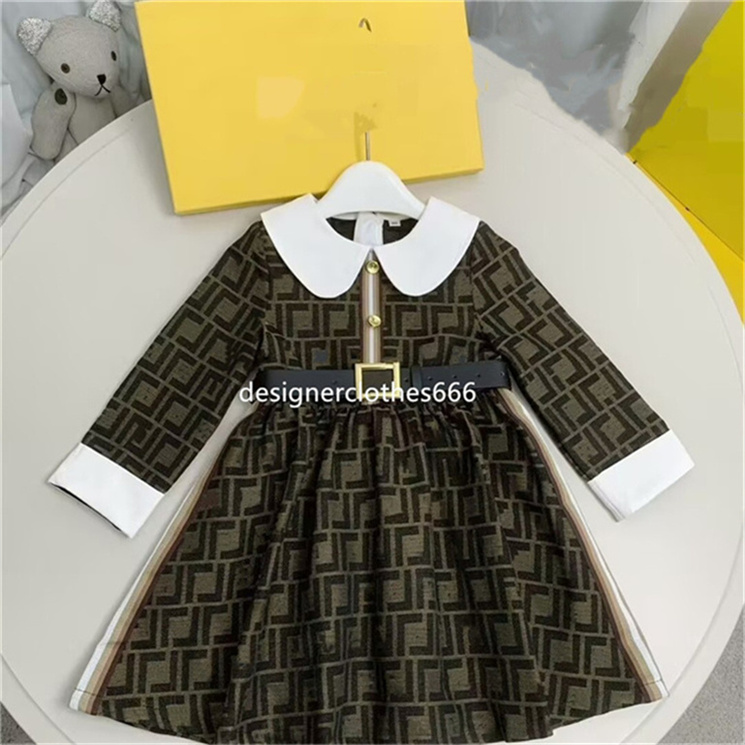 baby Girl's Dress Designer Children's Wear Striped Top Skirt Spring/Autumn/Summer Leisure Cotton Round Neck Sleeve Long sleeves Dress kid clothe size 90cm-160cm R4