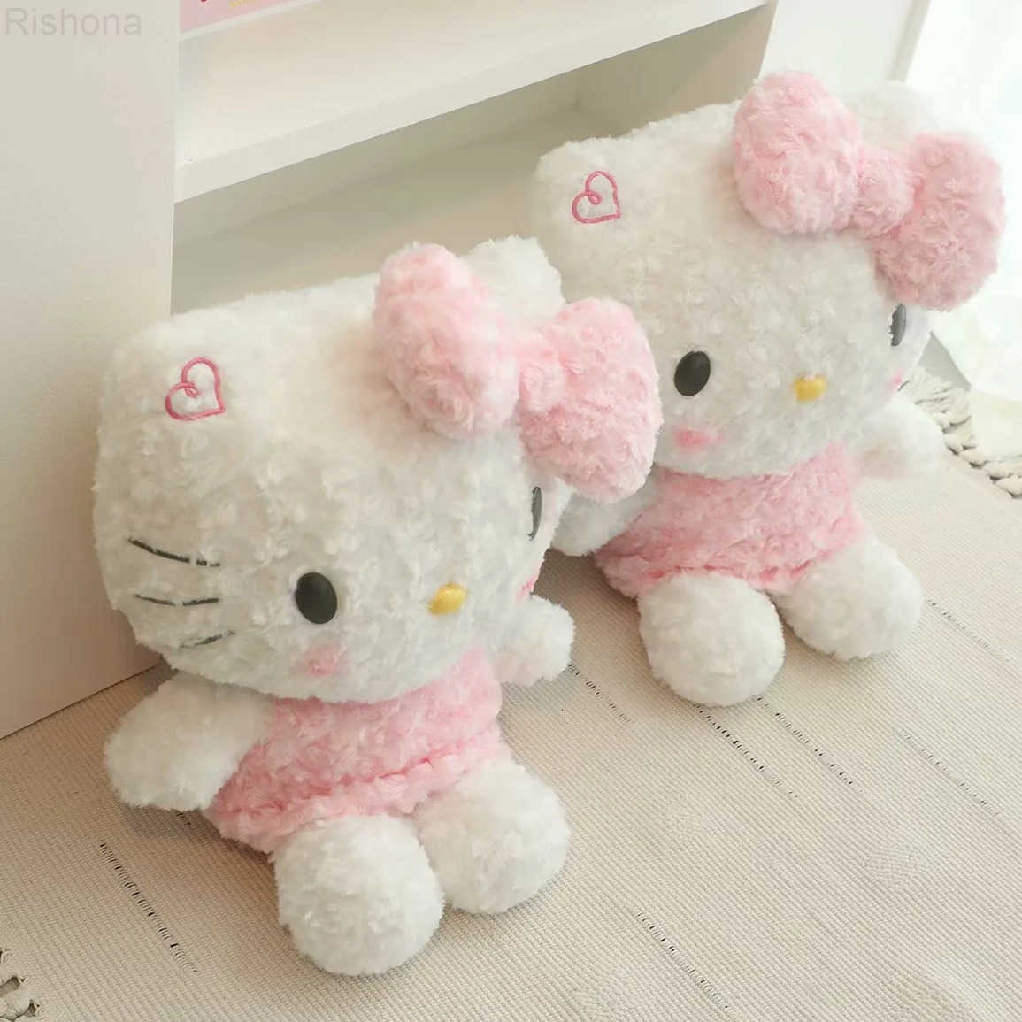 Sanrio Lovely Hello Kitty Plush Toy Fluffy Stuffed Anime Huggable Plushies White Cat Doll Throw Pillow Home Decor Xmas Gifts L250908
