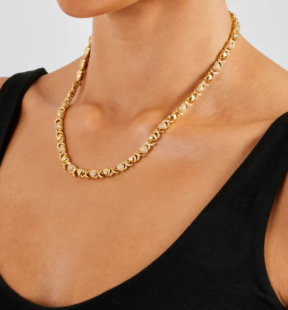 TBTK Iced Heart XO Link Polished Chain Necklace Micro Paved Cubic Zirconia Female Bracelet Gift HipHop Jewelry 250908