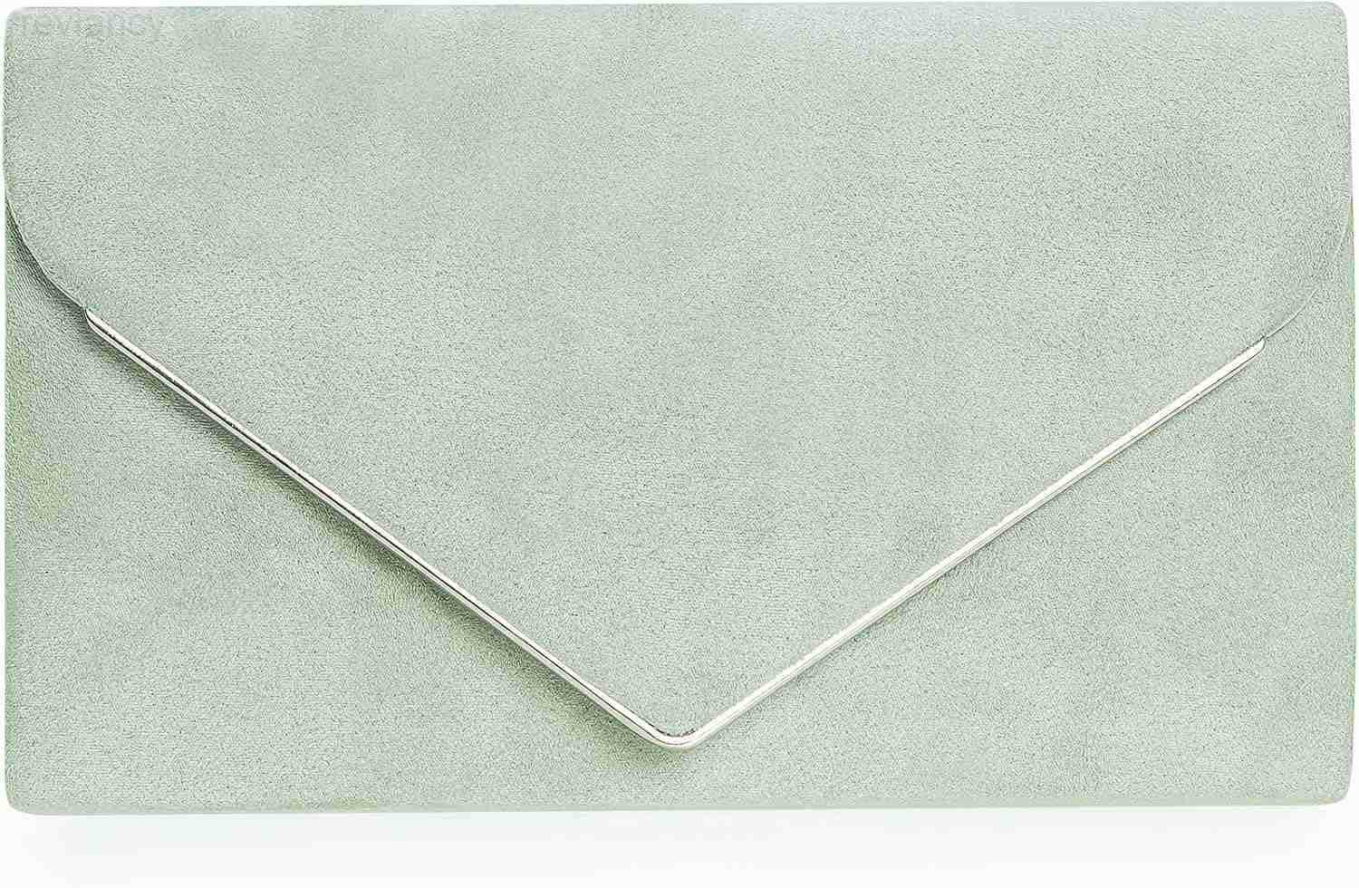 Faux Suede Clutch Bag Elegant Metal Binding Evening Purse for WeddingPromBlackTie EventsW250908
