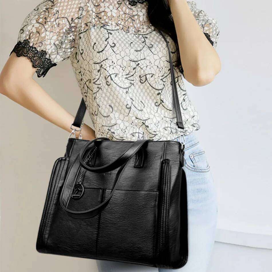 Genuine Brand Fashion High Quality 3 Layers Leather Handbag Crossbody Bags For Women Lady Large Capacity 2024