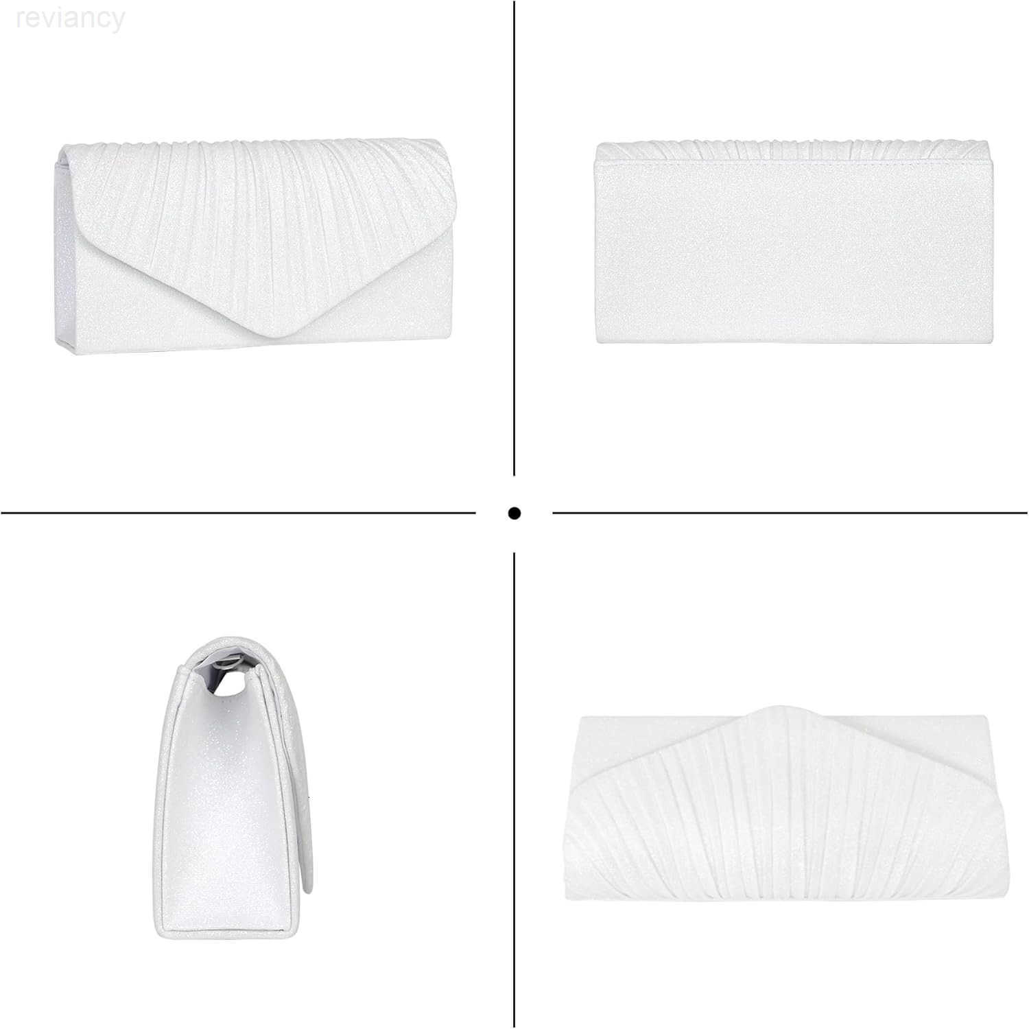 White Clutch Purse for Women Elegant Pleated Evening Bags with Chain Strap Sparkly Green Sequin Envelope Clutch Bag Formal Shoulder Handbag for Weddin