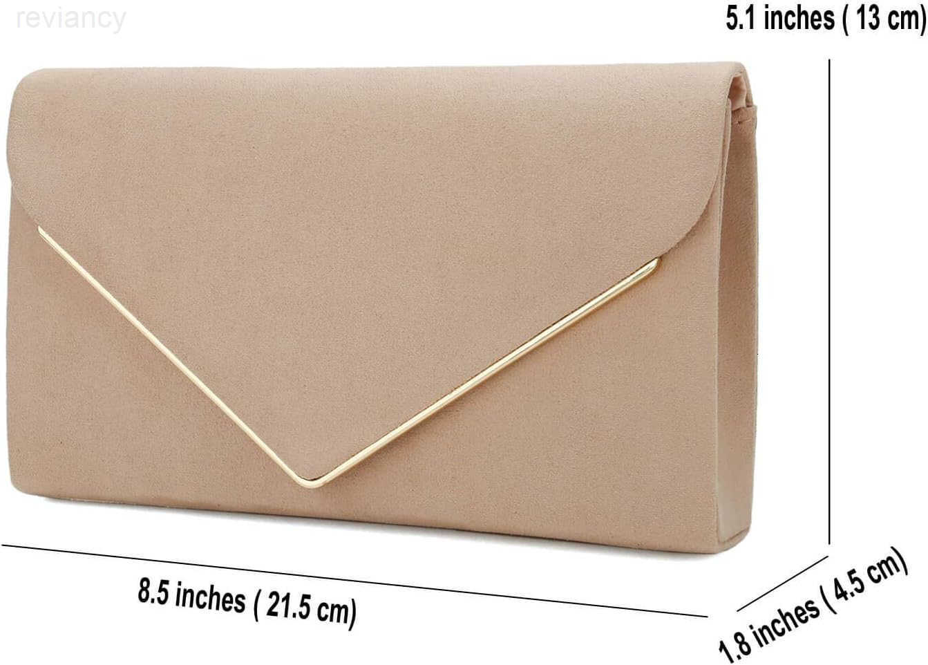 Faux Suede Clutch Bag Elegant Metal Binding Evening Purse for WeddingPromBlackTie EventsW250908
