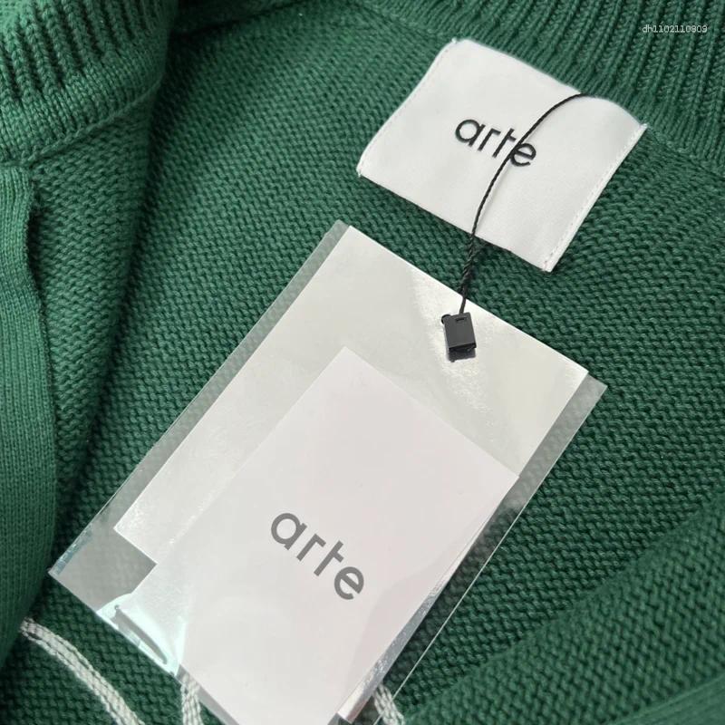 Men's Sweaters Arte Green Loose Embroidery Flower Logo KniSweater Winter Clothes Men Women Vintage High Quality 1:1 KniCasual Sweater