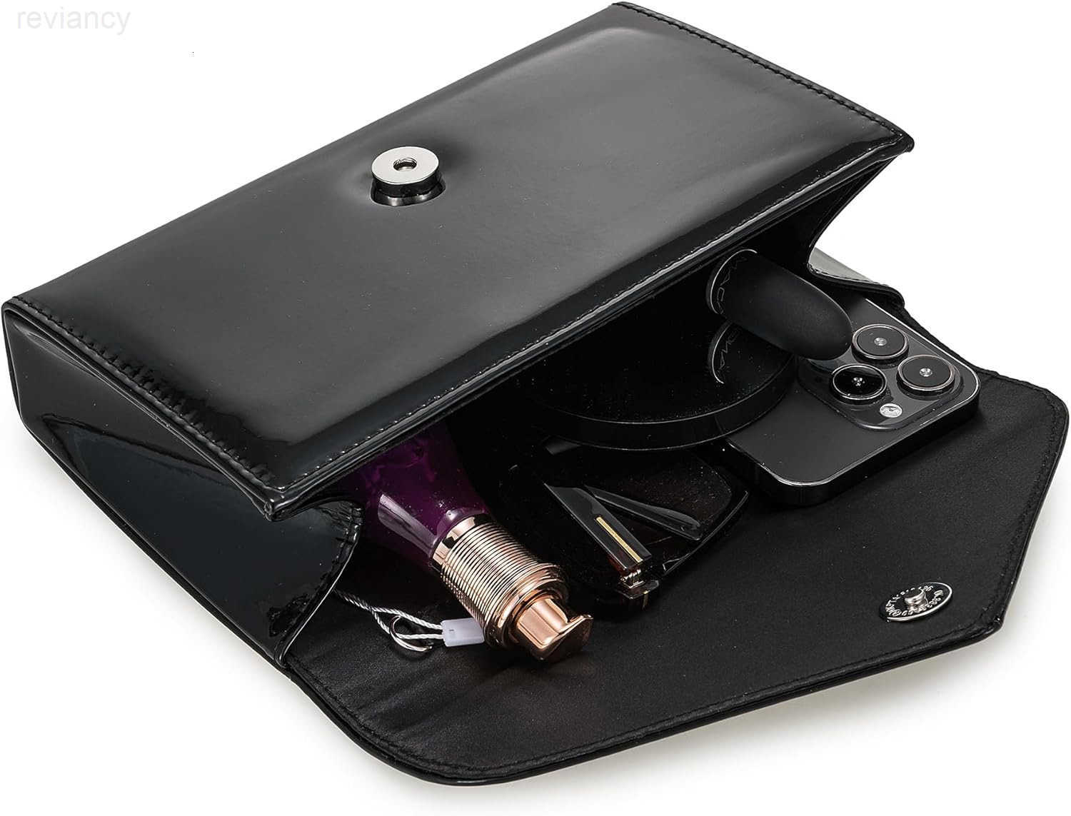 Womens Mirrored Metallic Faux Leather Evening Bag Glimmering Clutch Purse for PromCocktailWeddingPartyW250908