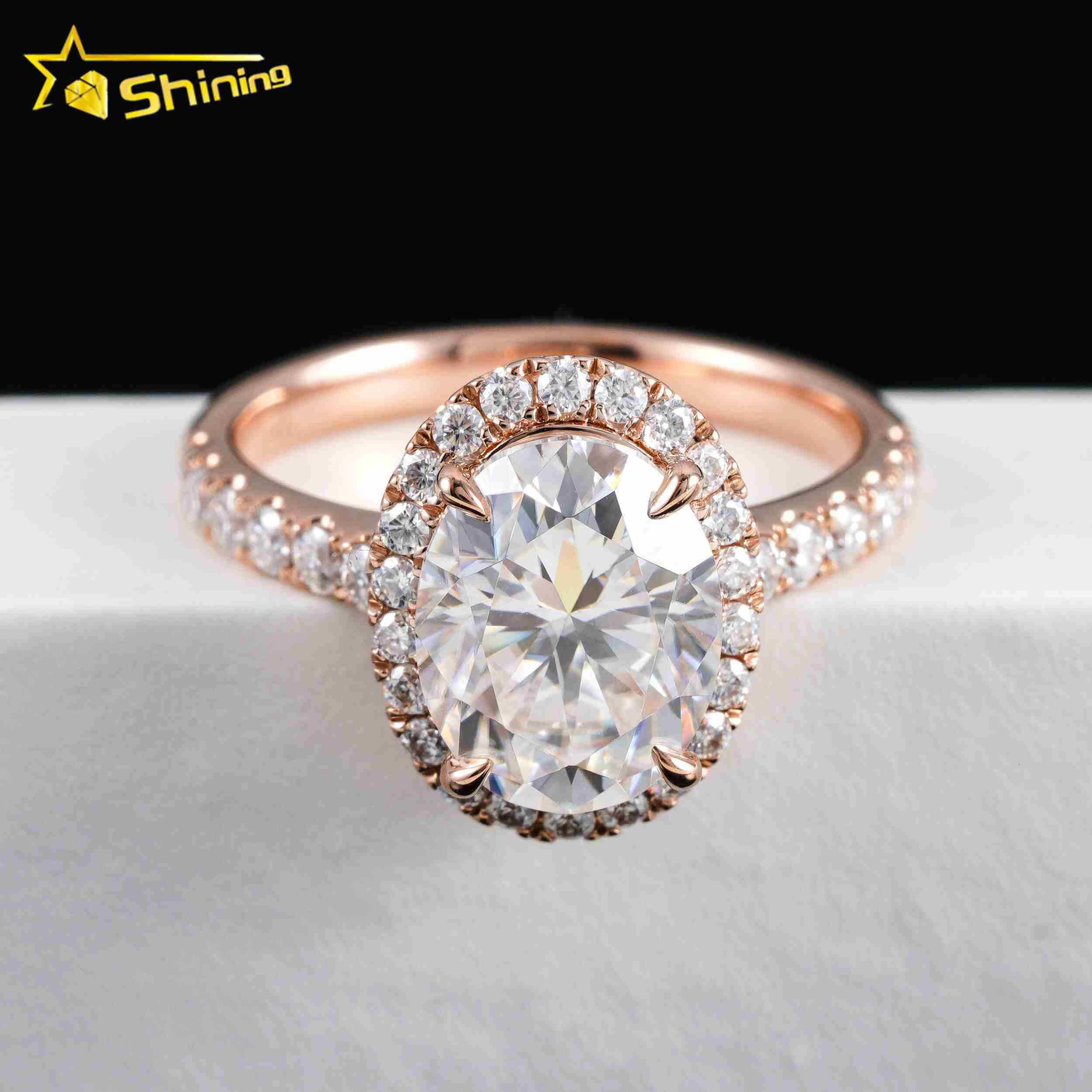 Fine Jewelry 14K Solid Gold D Color VVS Oval Cut Moissanite Diamond Ring Custom Women Diamond Engagement Wedding Rings