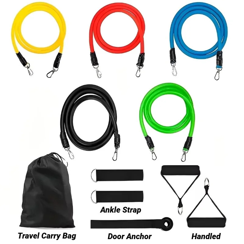 11pcsSet Pull Rope Resistance Bands Portable Fitness Equipment Ankle Strap Chest Expander Elastic Exercise Band w250908