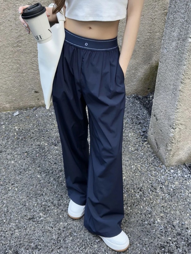 Navy Blue Sweatpants Women Elastic Waist Loose Sports Fitness Casual Pants Breathable Quick Drying Black Yoga Pants Women Sporty Pants in High Fashion