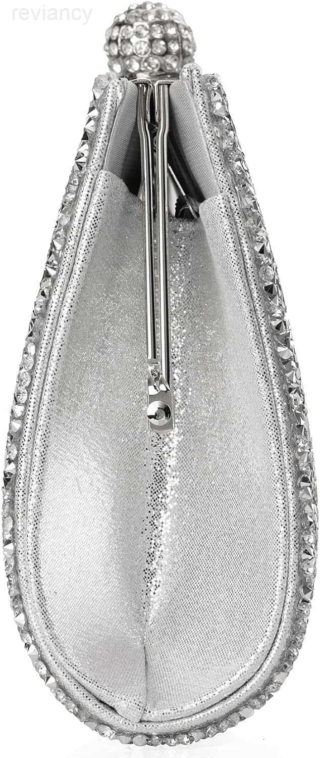 Clutch Purse for WomenCrystal Evening Bag Wedding Prom PartyCrossbody handbag SilverW250908