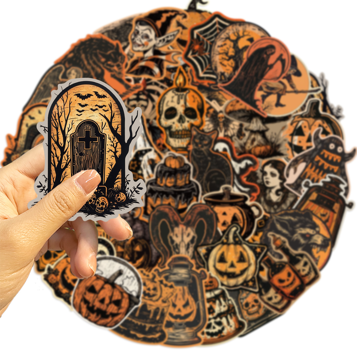 50pcs Waterproof Halloween Graffiti Stickers Party Decoration for Laptop Guitar Skateboard Luggage Cute Stickers Kids Toy