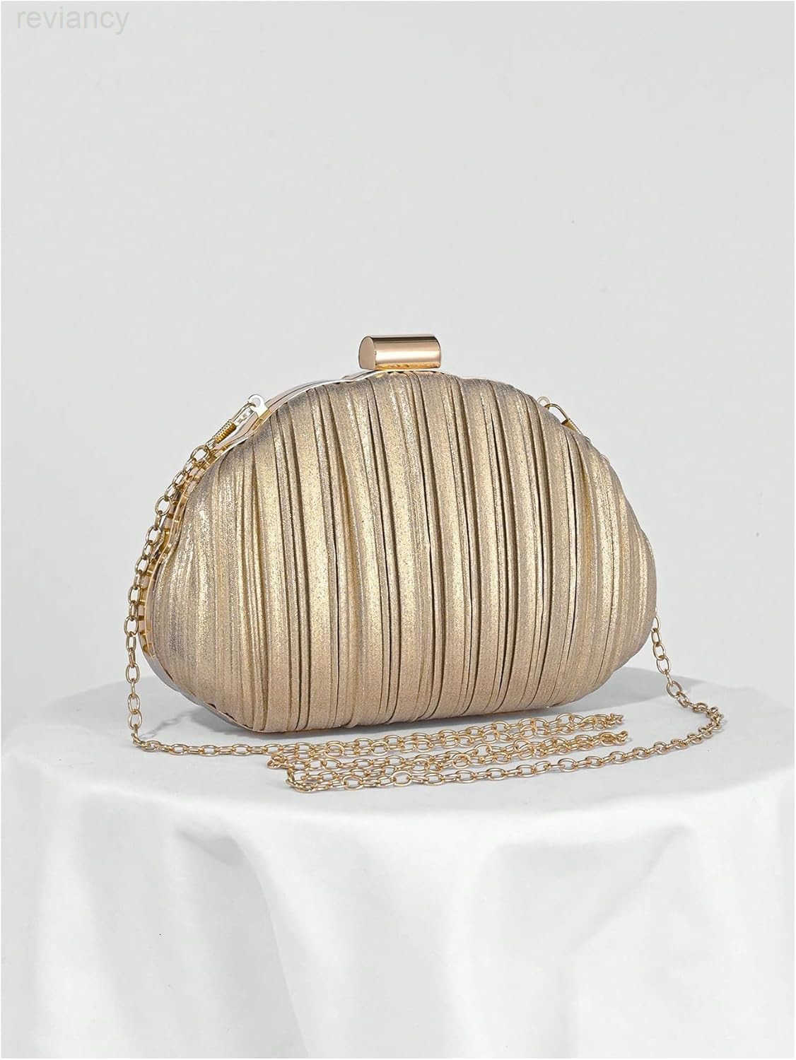 Womens Shell Shaped Clutch Purse Ruched Mini Crossbody Bag Elegant Evening Handbag with Chain StrapW250908
