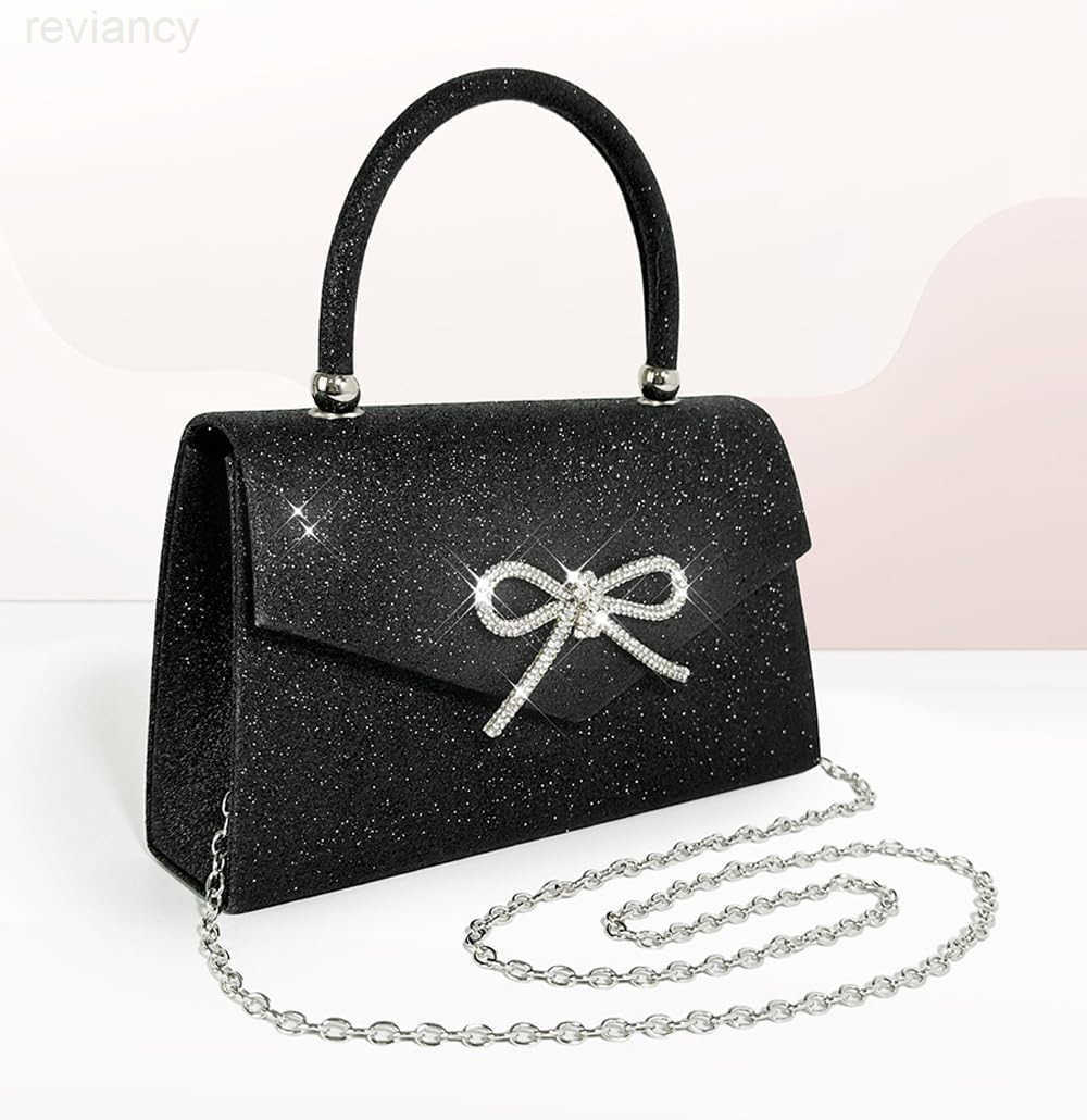 Womens Evening Bag Sparkly Bow Clutch Purse Wedding Party Purses Glitter Rhinestone Cocktail Prom HandbagsW250908