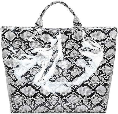 PVC Tote Bag for Women Trendy Plastic Tote Bag Leopard Bags Cheetah Letters Print Bags Large Canvas Hobo Handbag Z250901