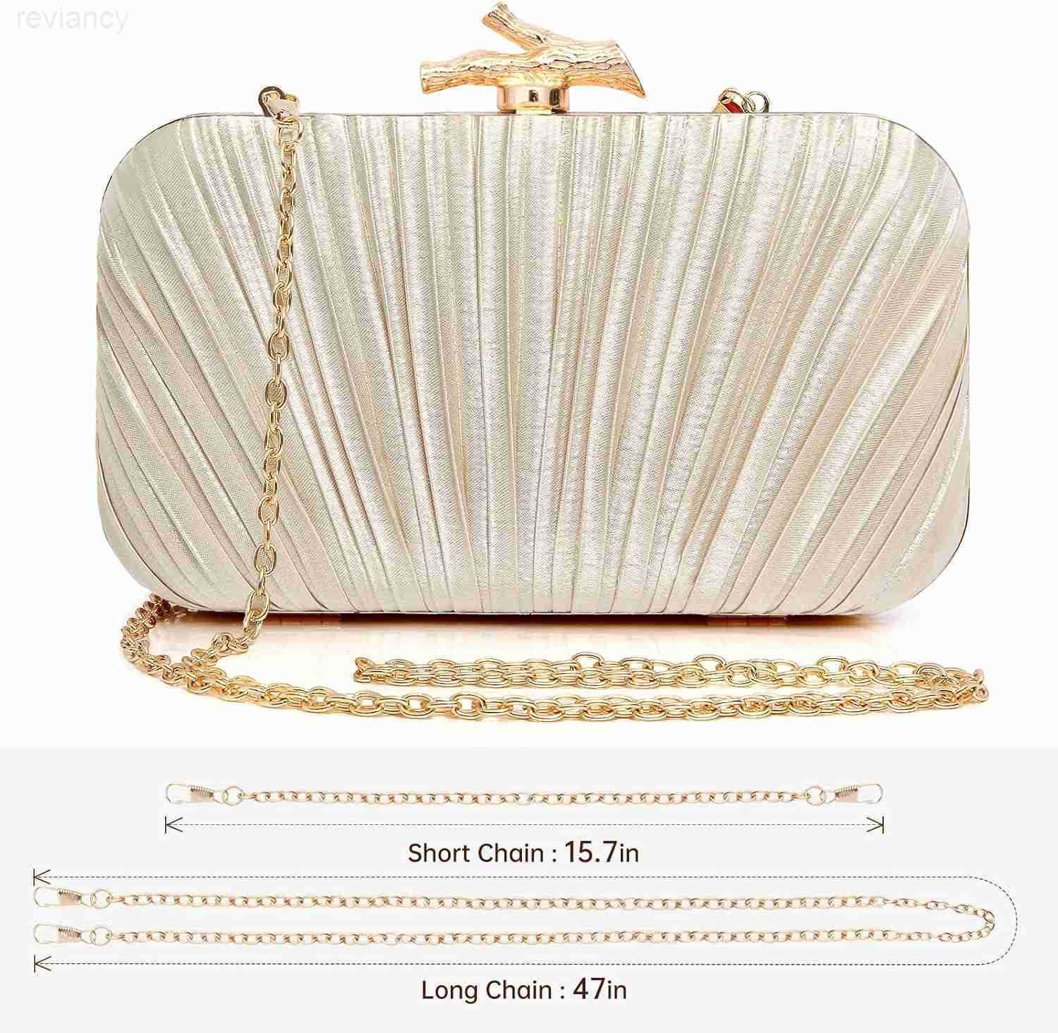Purses for Women Evening Bag Handbags Formal Pleated Clutch Bag with Chain for Prom Wedding Party Blacktie affairsW250908
