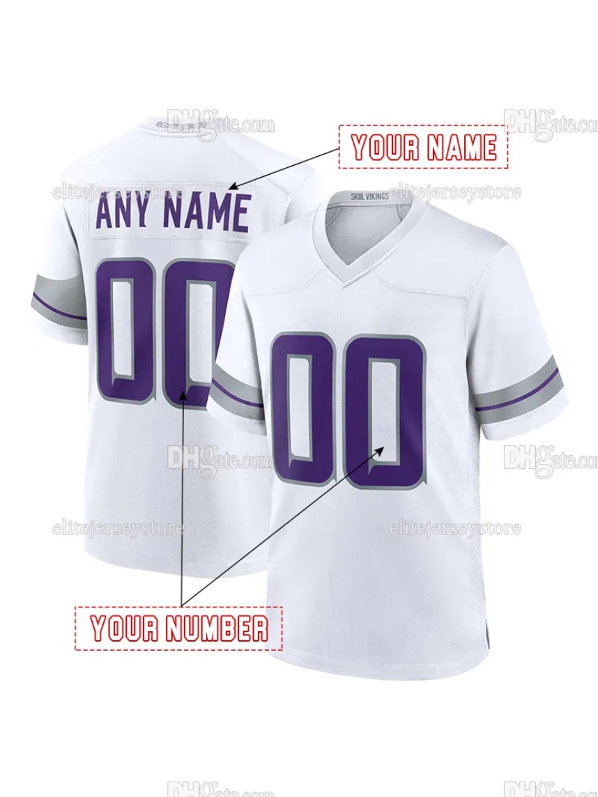 Personalized Custom Football Jersey Jefferson McCarthy Moss nordstromshoes Addison Hockenson Smith Men Women Youth Embroidered Letter Number best sell