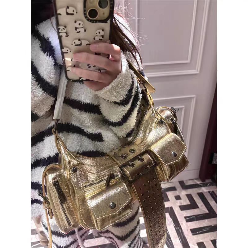 2025 autumn new handbag niche design trend versatile style punk style rivet spicy girl bag fashion women's shoulder bag designer bag