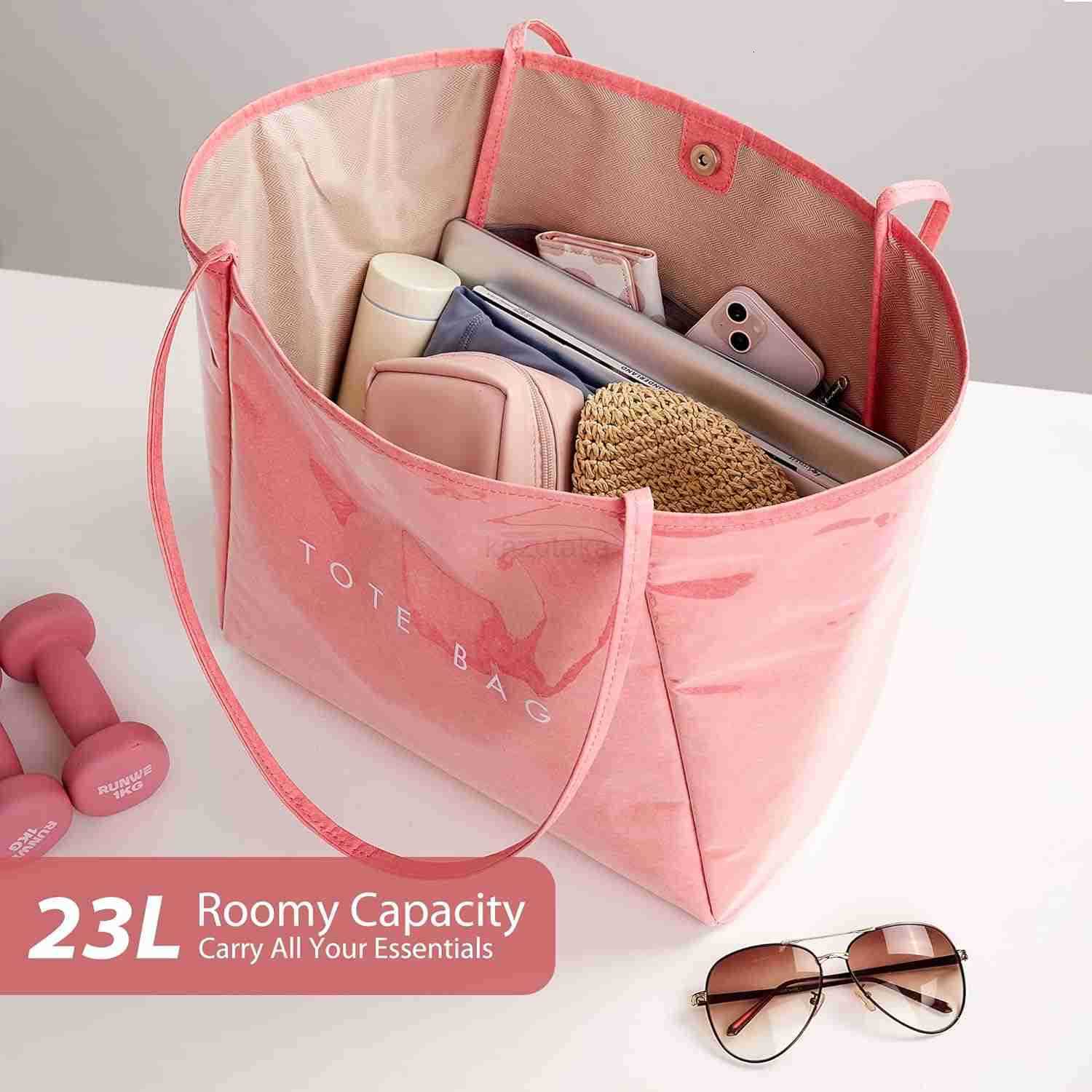PVC Tote Women Weekender Bag Large Shopper Handbag Oversize Shoulder Travel Purse Z250908