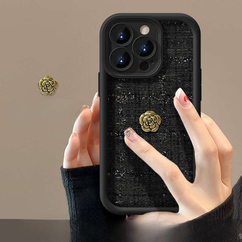 DHelectronics Luxury Silicone iPhone Case with 3D Camellia & Detachable Bracelet, Anti-Scratch Shockproof Cover for iPhone 13 14 15 16