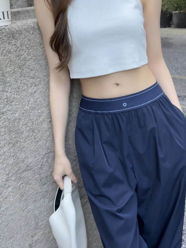 Navy Blue Sweatpants Women Elastic Waist Loose Sports Fitness Casual Pants Breathable Quick Drying Black Yoga Pants Women Sporty Pants in High Fashion
