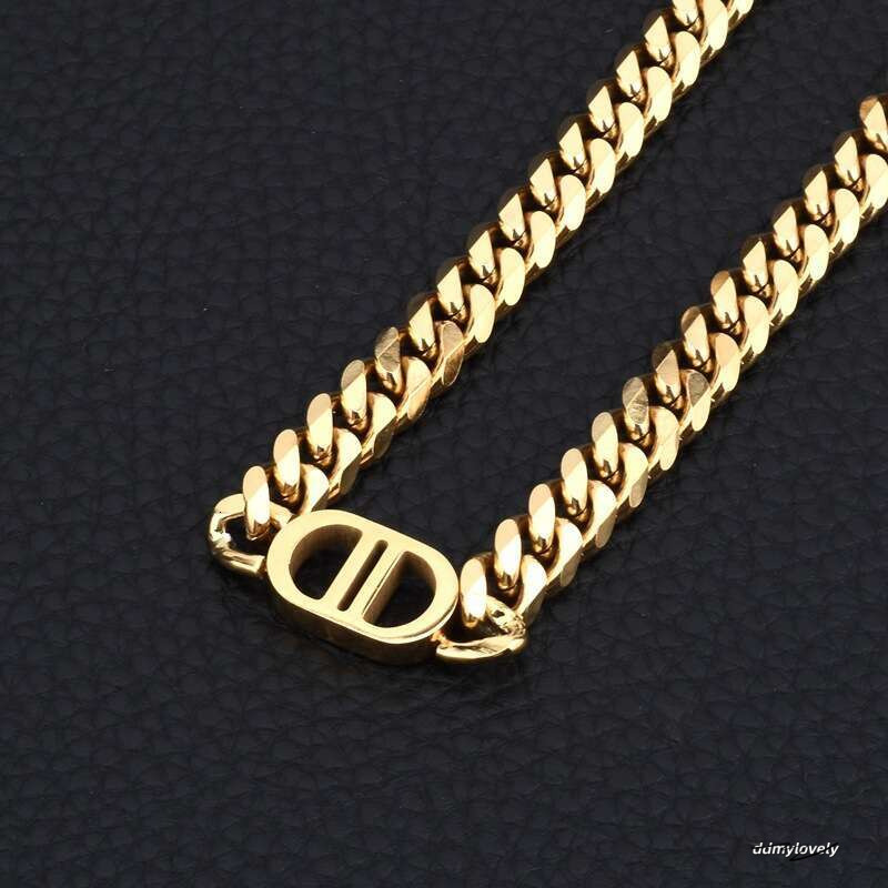 Stainless Jewelry Titanium Steel Double D Clavicle Chain Gold Necklace Unisex Couple Niche Bracelet Bangle ddmylovely ddmylovely ddmylovely