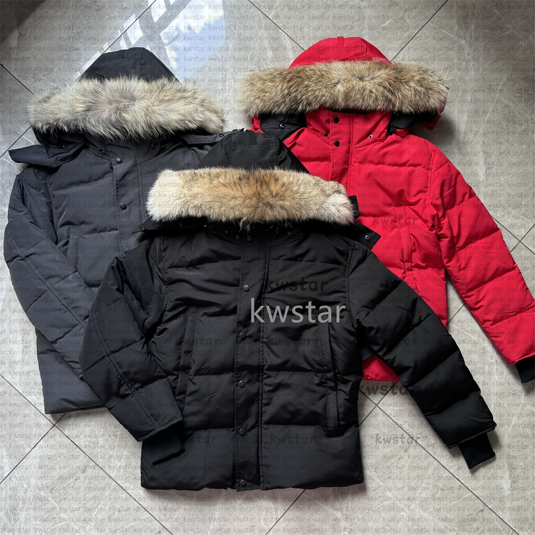 Men Puffer Jackets Designer Real Wolf Fur Outdoor Wyndham Windbreaker Outerwear Hooded Fourrure Down Jackets Coat XS-3XL