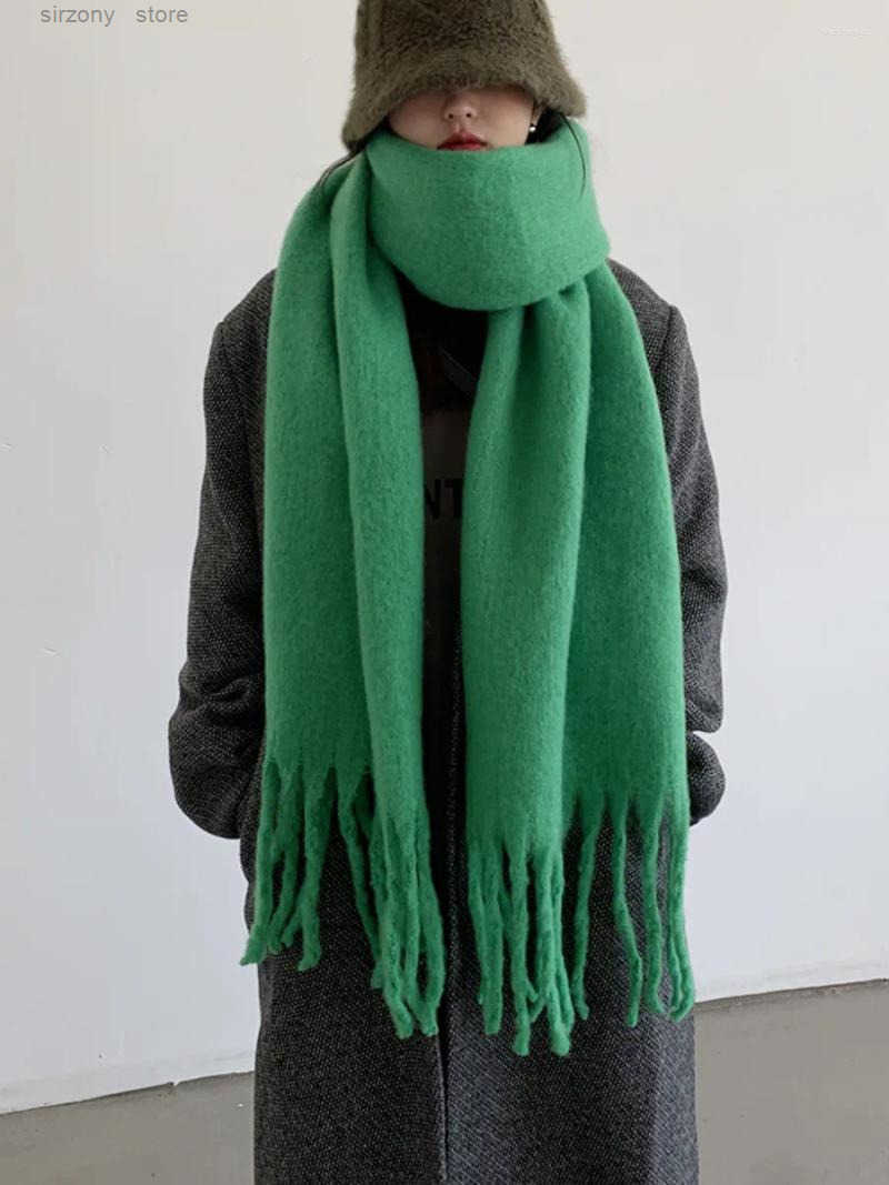 Mohair Tassel Scarf Klein Blue Korean Neck Scarf for Women Warm Winter Shawl Z250908