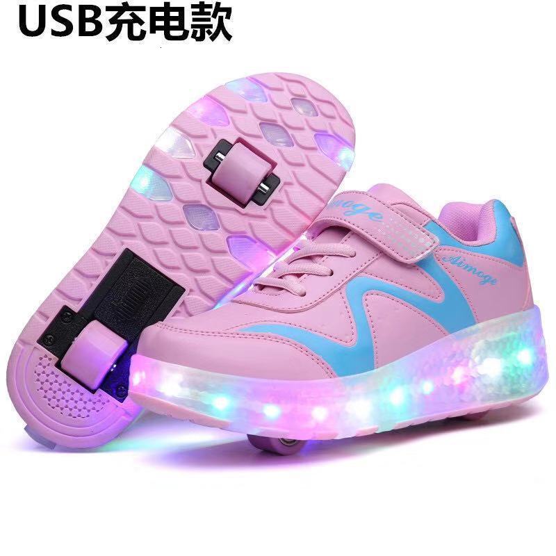 Boys Girls Roller Shoes LED Light Up USB Charging Children Roller Skate Casual Skateboarding Shoes Sports Shoes Kids Sneakers250825