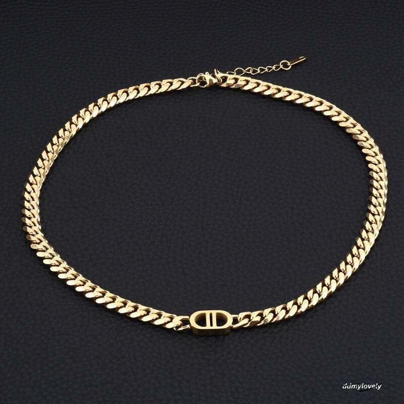 Stainless Jewelry Titanium Steel Double D Clavicle Chain Gold Necklace Unisex Couple Niche Bracelet Bangle ddmylovely ddmylovely ddmylovely