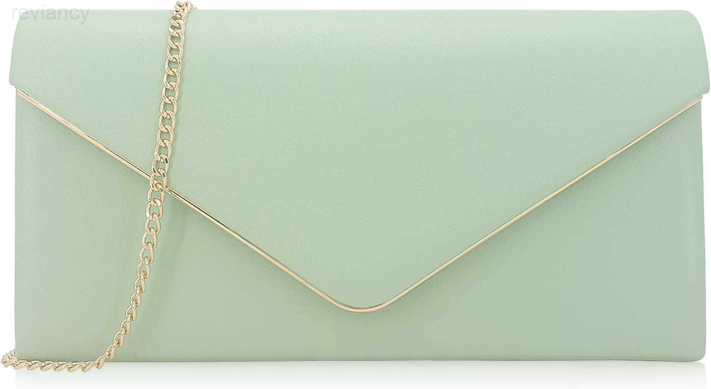 Leather Envelope Clutch Bag Classic Dressy Purse Foldover Evening HandbagW250908